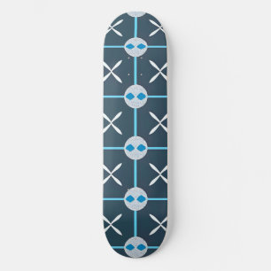 Skateboard Motif géométrique abstrait bleu et blanc