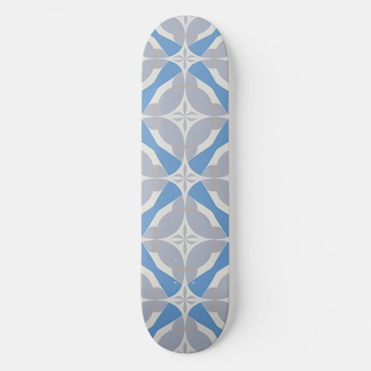 Skateboard Motif géométrique Abstrait bleu et blanc (Recto)