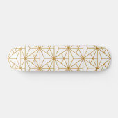 Skateboard Motif géométrique Art déco blanc et or (Horz)
