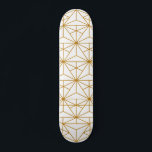 Skateboard Motif géométrique Art déco blanc et or<br><div class="desc">Un motif de style art déco un peu rétro mais moderne,  blanc et or.</div>