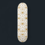 Skateboard Motif géométrique Art déco blanc et or<br><div class="desc">Un motif de style art déco un peu rétro mais moderne,  blanc et or.</div>