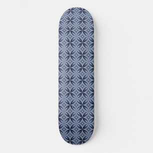 Skateboard Motif géométrique bleu de style rétro