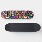 Skateboard Motif géométrique coloré avec des hexagones (Horz)