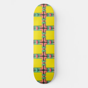 Skateboard Motif Géométrique Coloré Avec Dessin Symétrique