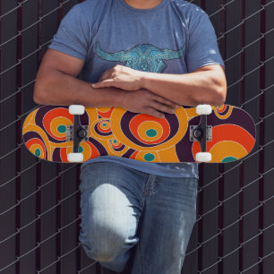 Skateboard Motif géométrique des cercles orange Abstraits