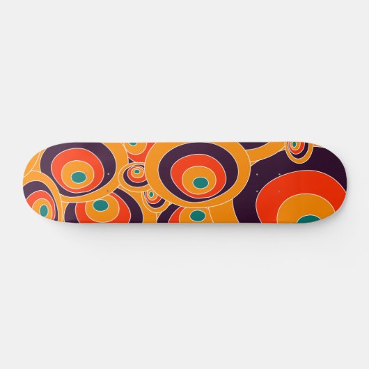 Skateboard Motif géométrique des cercles orange Abstraits (Horz)