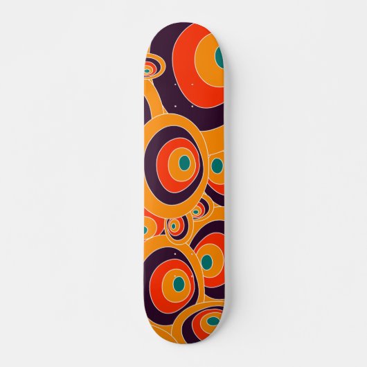 Skateboard Motif géométrique des cercles orange Abstraits (Devant)