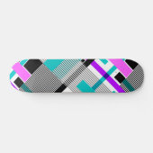 Skateboard motif géométrique en couleurs rayées et néons (Horz)