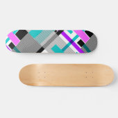 Skateboard motif géométrique en couleurs rayées et néons (Horz)