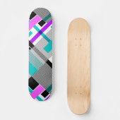 Skateboard motif géométrique en couleurs rayées et néons (Recto)