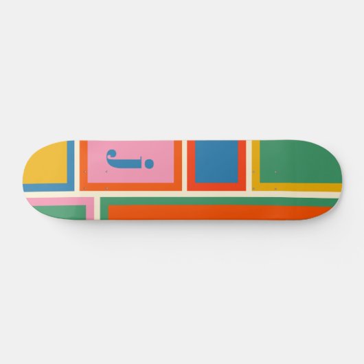 Skateboard Motif géométrique modulaire coloré avec initial (Horz)