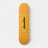 Skateboard Motif géométrique orange jaune gras (Devant)