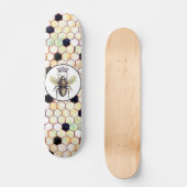 Skateboard Motif Hexagone Abstrait de la reine d'abeille (Recto)