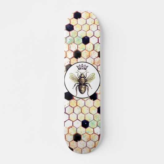 Skateboard Motif Hexagone Abstrait de la reine d'abeille (Devant)