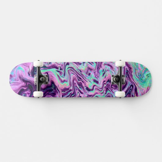 Skateboard Motif holographique Abstrait d'irruption violette (Horz)