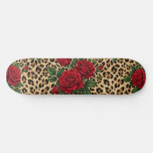Skateboard Motif imprimé léopard Roses Rouges (Horz)