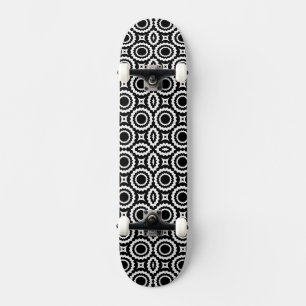 Skateboard Motif jolis cercles zébrés noir et blanc