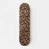 Skateboard Motif Léopard Or Rose (Devant)