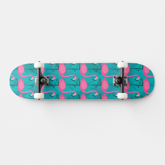 Skateboard Motif lumineux de Flamant rose (Horz)
