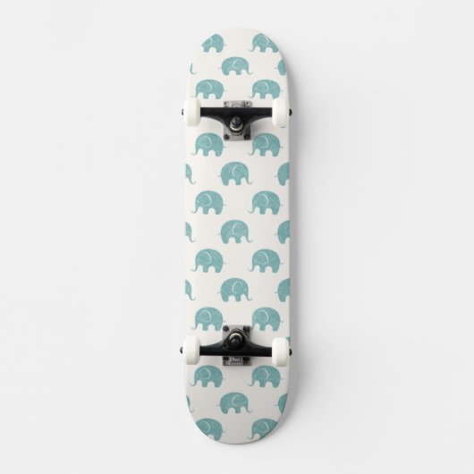 Skateboard Motif mignon turquoise d'éléphant (Recto)
