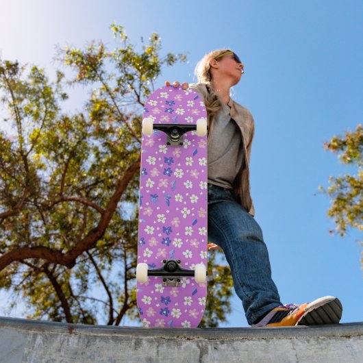 Skateboard Motif mignon violet Fleur (Extérieur 1)