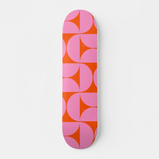 Skateboard Motif Moderne Du Milieu Du Siècle Préppant Rose Et (Devant)