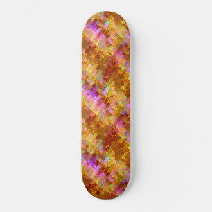 Skateboard Motif Mosaïque Iridé Or