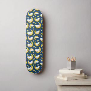 Skateboard Motif mouton, Mouton couché, Lune, Étoiles
