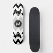 Skateboard Motif noir blanc Chevron (Devant)