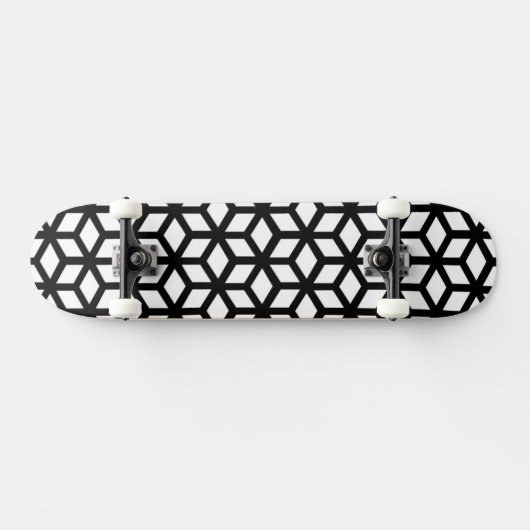Skateboard Motif noir et blanc de cube (Horz)