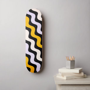 Skateboard Motif ondulé jaune noir