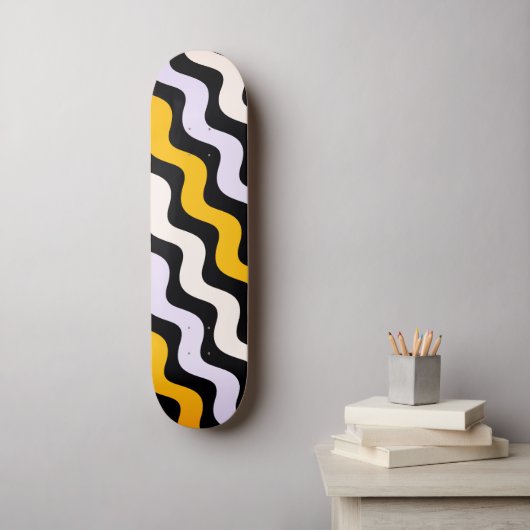 Skateboard Motif ondulé jaune noir (Art mural)