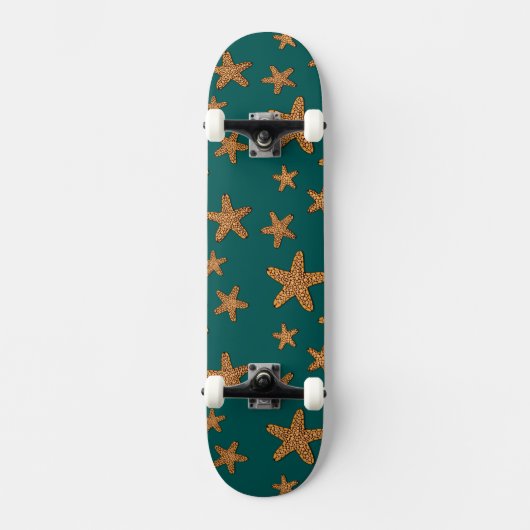 Skateboard Motif orange d'étoiles de mer (Recto)