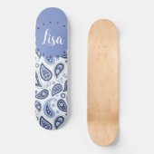 Skateboard Motif Paisley Bleu (Recto)