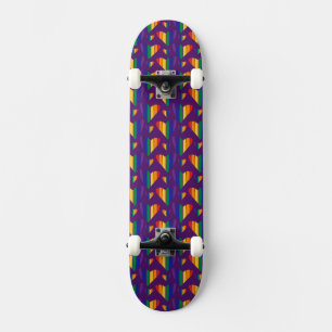 Skateboard Motif Rainbow Hearts