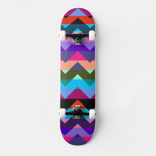 Skateboard Motif rayé chevron multicolore en zigzag (Recto)