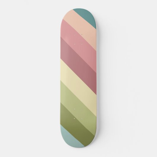 Skateboard Motif rayure rétro coloré (Recto)
