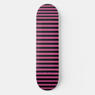 Skateboard Motif Rayures Noir Rose