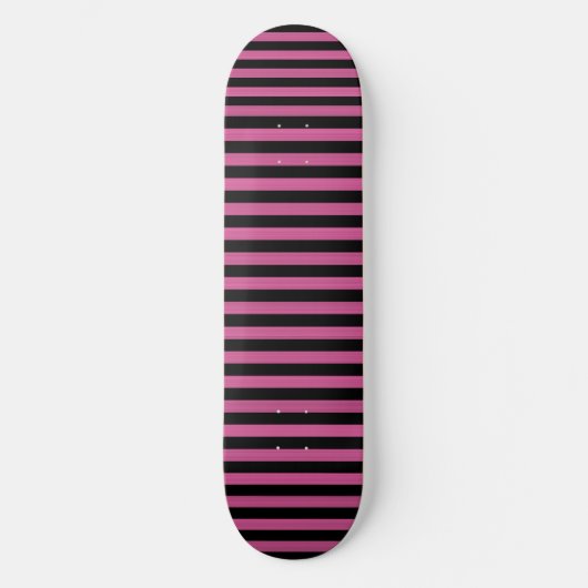 Skateboard Motif Rayures Noir Rose (Recto)