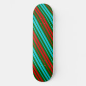 Skateboard Motif rayures vert rouge bleu (Recto)