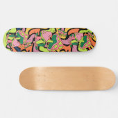 Skateboard Motif rétro de champignons psychédéliques (Horz)