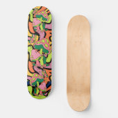Skateboard Motif rétro de champignons psychédéliques (Recto)