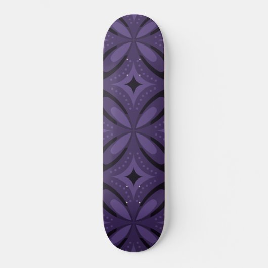 Skateboard Motif Rétro de Couleur Violet Foncé (Recto)