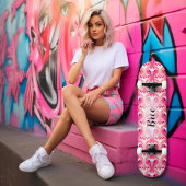 Skateboard Motif rétro pour fille rose