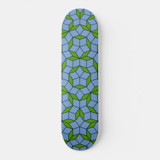 Skateboard Motif Rhombus Penrose vert et bleu (Recto)