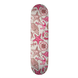 Skateboard Motif rose de mer