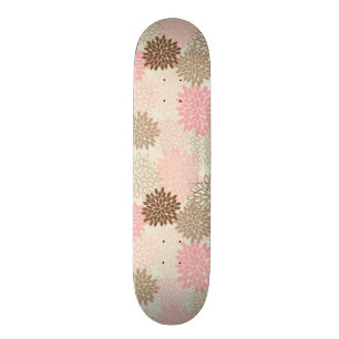 Skateboard Motif rose et Brown de maman