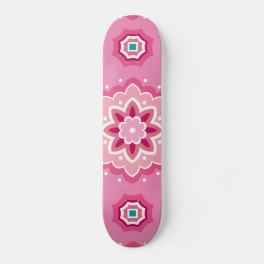 Skateboard Motif rose et fleuri (Recto)