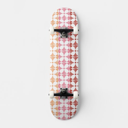 Skateboard Motif rouge géométrique de rayures d'ikat (Recto)