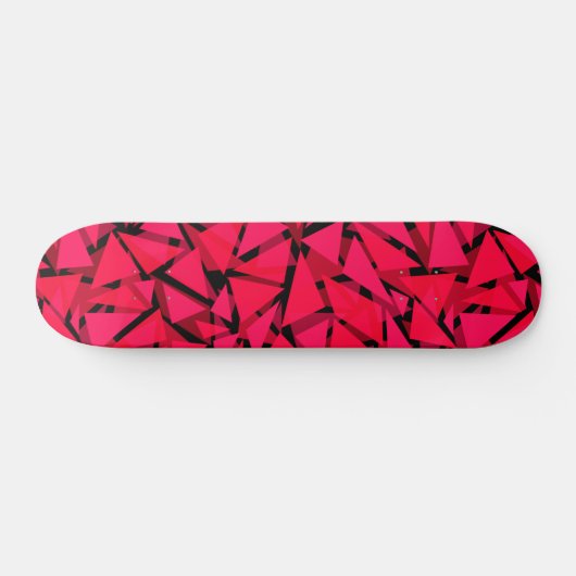 Skateboard motif rouge vif, géométrique, abstrait (Horz)